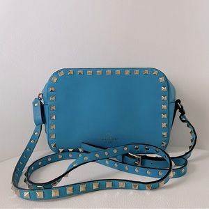 Valentino Rockstuds Zip Leather Crossbody Bag